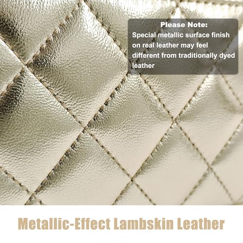 Image of M-ioi-M Small Genuine Leather Purse Quilted Crossbody Bag for Women, Mini Top-Handle Shoulder Handbag w /Gold Chain Strap