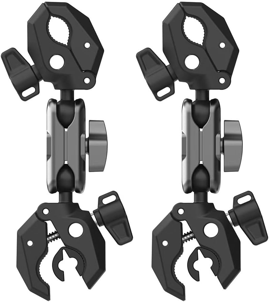 Motorcycle Mount Kit (2-Pack) for Insta360 X5 X4, Pole Clamp Selfie Stick Mount for GoPro Insta 360 DJI Action 5 Pro Osmo Pocket 3 Bike Handlebar/Extension Rod/Seat Rail/Pipe Holder Accessories