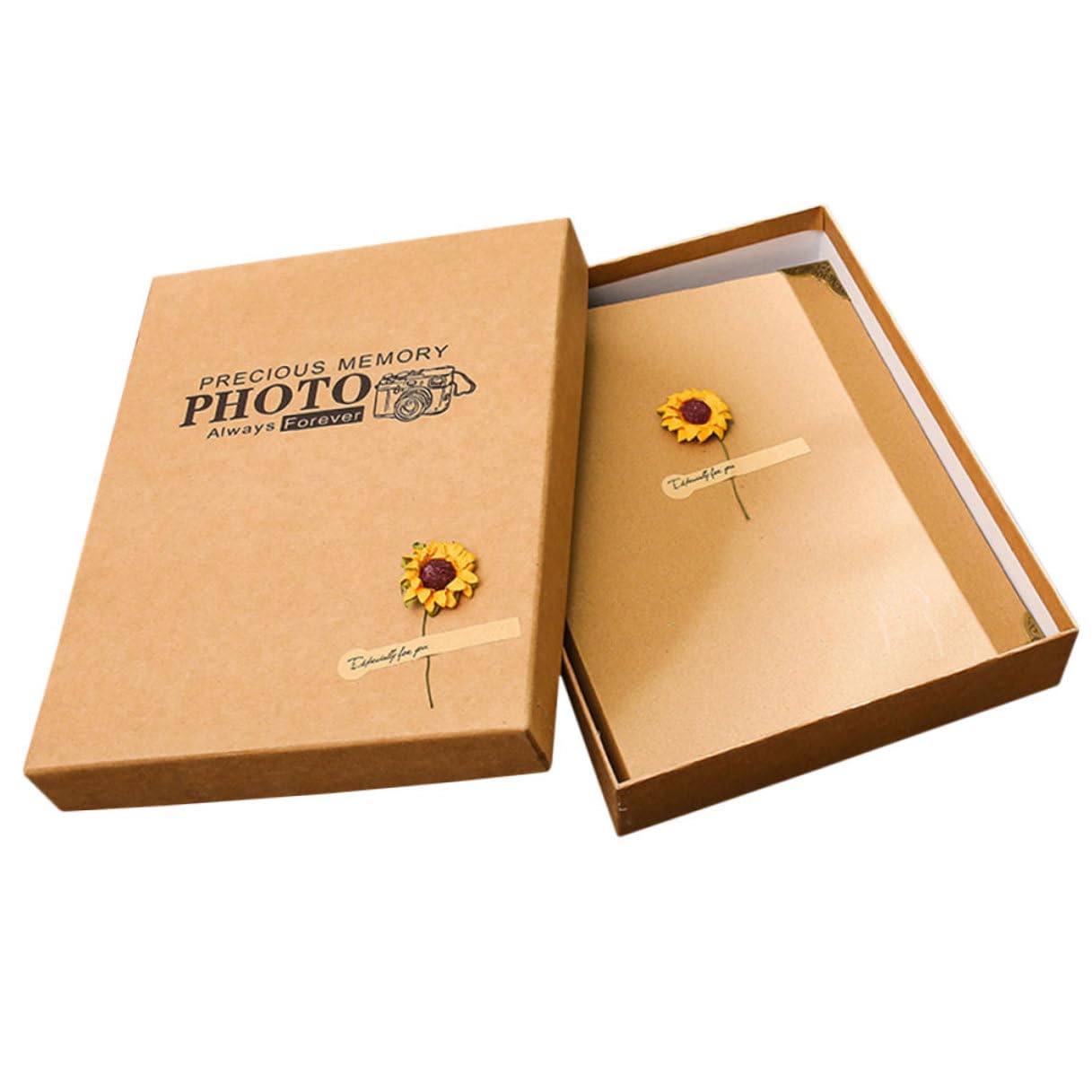 Ipetboom Album Photo Scrapbooking Fait Main en Papier Kraft Format DIY Pages Jaunes Collection Créative pour Souvenirs de Mariage Voyage et Famille Décorations Tournesol Incluses