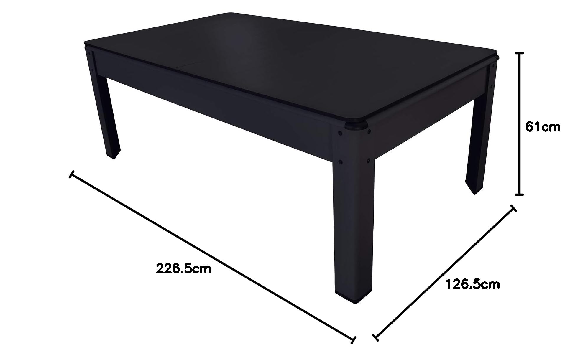 Plateau Dinatoire pour Billard Américain Ambiance 7FT - 226 x 125,5 x 1,5 cm - Couleur Ebène (Noir)