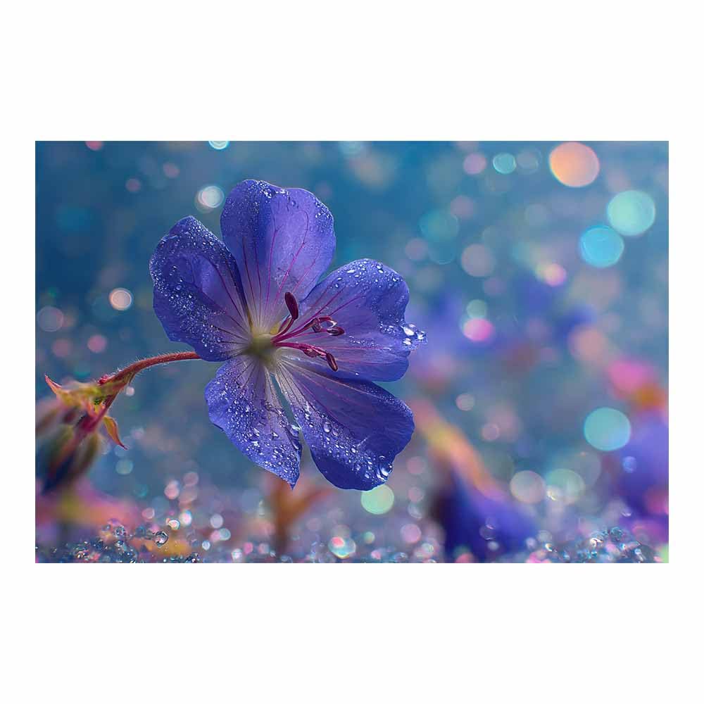 ZAMAEIU Landscape Wall Art Dew-kissed flower Artwork for Walls, Canvas Prints Paintings Room Decor, for Bedroom Kitchen Office Fireplace Wall Decor(Purple;)-60x90cm Unframed