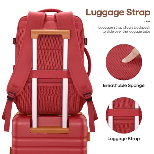 Image of UKEIN Luggage Sets 3 Piece, Carry On Luggage 20In With Spinner Wheels,PC Hardside Suitcase Set with TSA Lock,Durable Carry On Suitcase With Travel Backpack for Men (Red, 3 piece set (20inch))