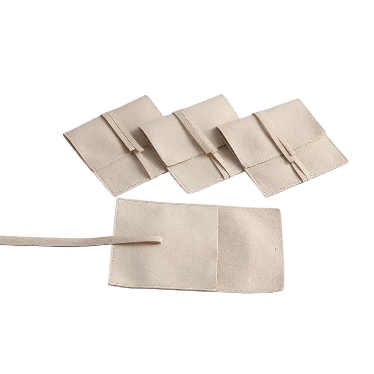 Bolsas de regalo de terciopelo premium de microfibra beige para detalles exclusivos