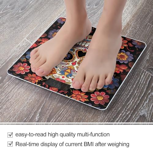 Báscula digital de baño estilo Sugar Skulls con pantalla grande miniatura 5