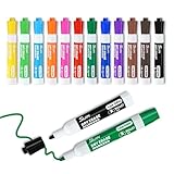 SUIN 12 Vibrant Whiteboard Pens, Assorted Colours Dry Wipe Markers with Medium Bullet Tip, Low-Odour Ink Whiteboard Markers for Creative Sessions in the Office, Classroom & Home, 2.7mm Nib