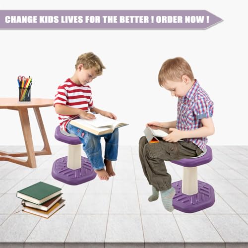 Image of Fanboxk Active Chairs Kids Preschool Wobble Stool - Alternative Flexible Seating Balance Wiggle Stool for Classroom,Preschool,Kindergarten&Elementary School,Active Sensory Chairs,Ages3-8,Purple(14in)