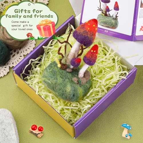 Image of CZHYINB Mushroom Needle Felting Kit, Wool Felting Kits for Beginners, Wool Felting Kit with Felting Pad, Felting Needles and Instruction for Beginners Adult, Needle Felting Starter Kit for DIY Lovers