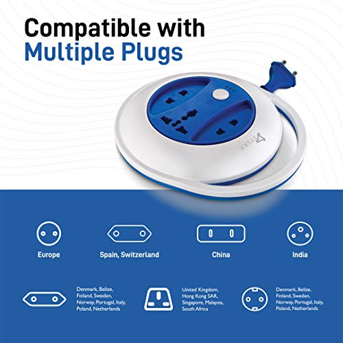 Image of SYSKA PW-0302 Power Wheel Extension Cord Made of Strong ABS Material 4 Meter Long (White-Blue)