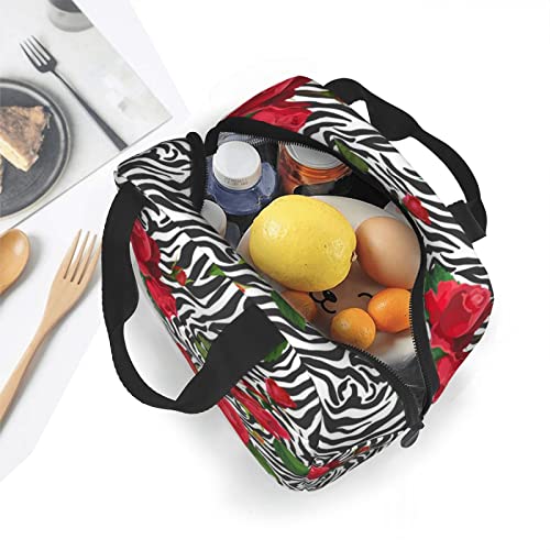 Rose Zebra Leopard Lunch Bag - Cheetah Lunch Box Floral Animal Skin Lunch Tote Bag Wildlife Cooler Bag Reusable For Girls Boys #TOP5