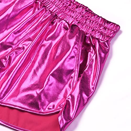 Image of Perfashion Women's Metallic Shiny Shorts Sparkly Hot Yoga Outfit