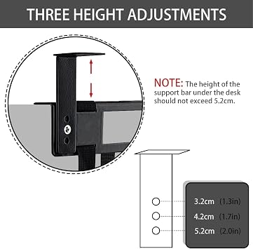 Under Desk PC Mount with Anti Scratch Sponge, Adjustable CPU Holder Bracket for Computer Tower (Black, Fixed)