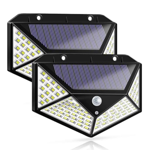 Image of 100-LED Motion Sensor Outdoor Solar Light | IP65 Waterproof Wireless Smart LED Solar Lights | Bright for Backyard, Garden, Patio, Front Door, Porch, Security Light