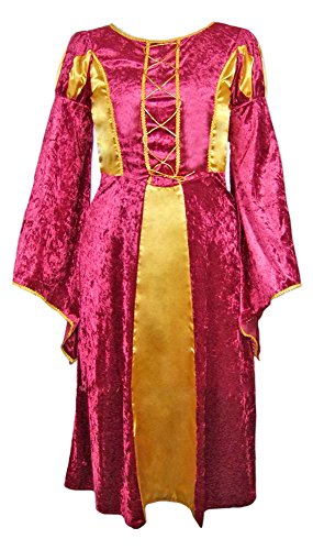 Disfraz medieval, princesa Helena, para niña, vestido de reina para niñas para carnaval, fiestas temáticas, obras de teatro o cumpleaños infantiles Burgund/Gold 116  cm