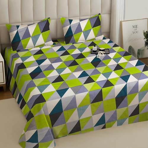 Image of Weave & Decor Super Soft Super Comfortable 144 TC 90x90 inches Printed Cotton Double Bed Bedsheet with Two Pillow Covers