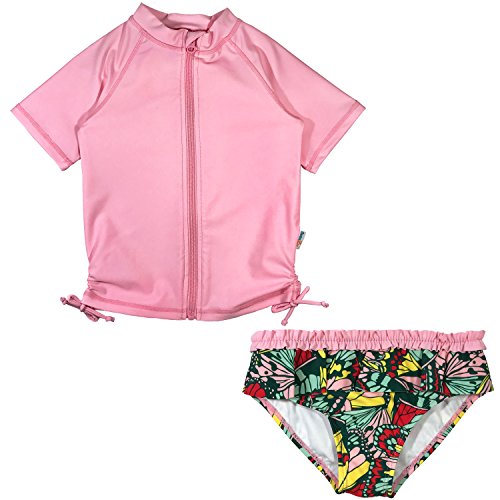 Image of SwimZip Baby Rash Guard Set - Girl Short Sleeve 2 Piece Swimsuit with SPF