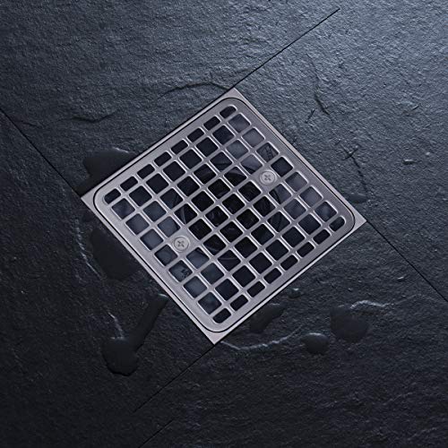 Tile-In Shower Floor Drain Square With Brushed Nickel Shower Drain Grate And Abs Drain Base Fit 2" Or 3" Waste Pipe For Bathroom, Kitchen (Mission Nb) #TOP1
