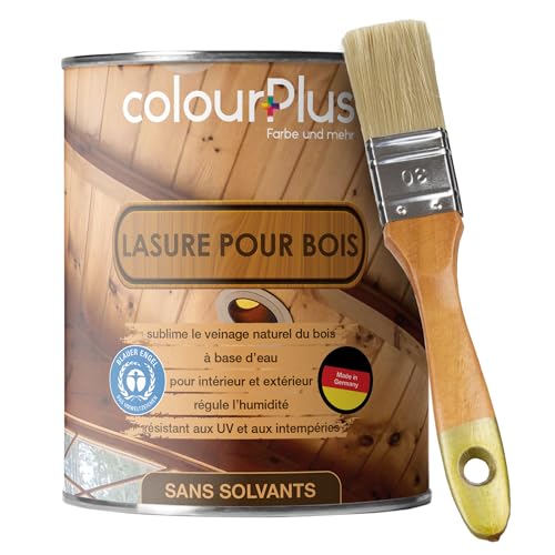 colourPlus® Lasure pour bois sans solvant (750 ml, gris anthracite) Lasure pour bois satinée Apprêt pour extérieur et bois Extérieur Fabriqué en Allemagne