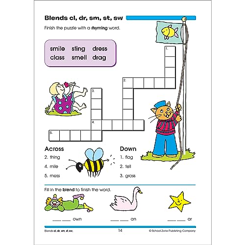 School Zone - Spelling Puzzles Workbook - 32 Pages, Ages 6 to 8, 2nd Grade, Plurals, Blends, Vowels, Consonants, Compound Words, and More (School Zone I Know It!® Workbook Series) (I Know It! Books) 6 51DDMNvNnXL