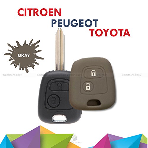 Carcasa colorida de silicona suave para carcasa de llave, 2 botones para coche Toyota Aygo en 10 colores divertidos gris