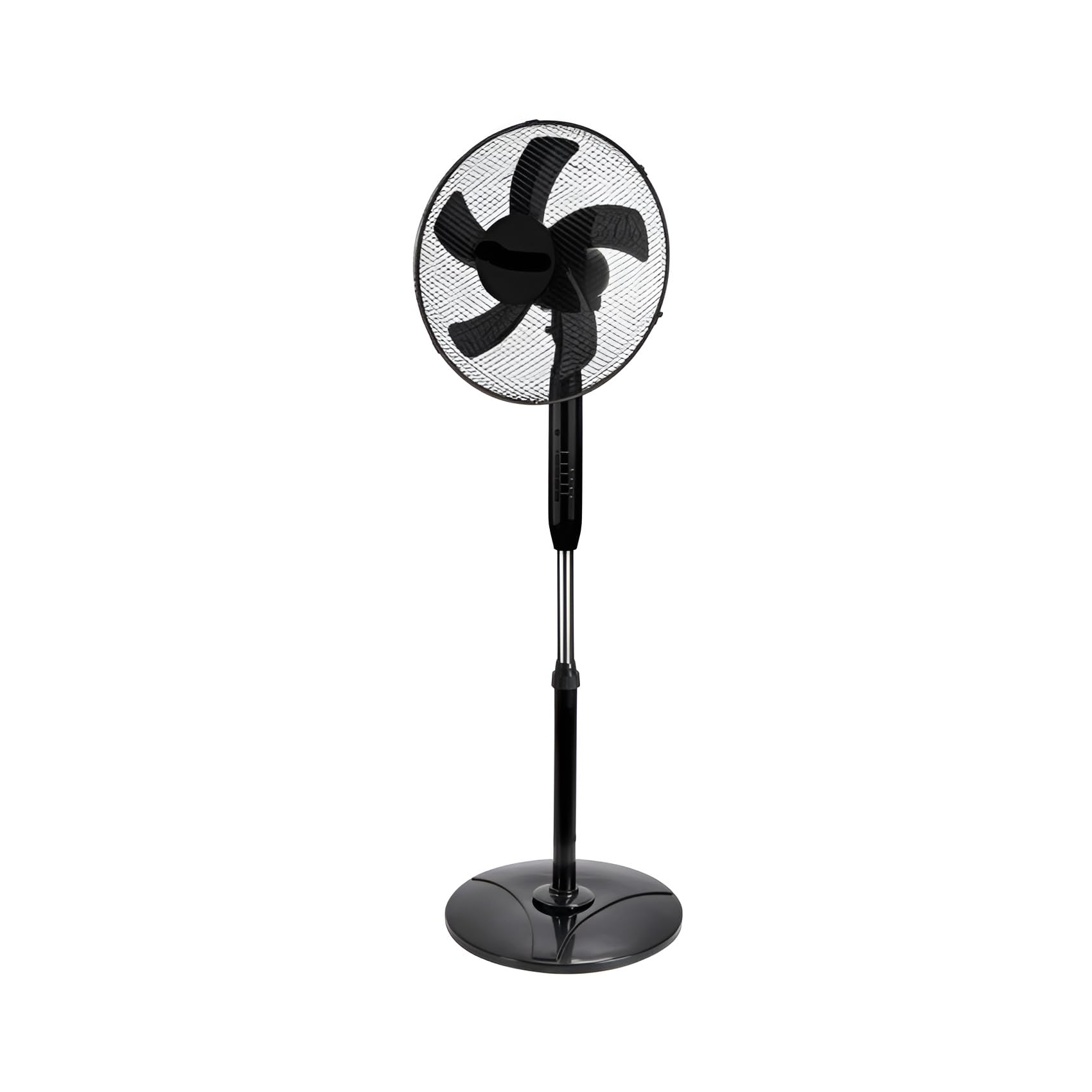 Genérico Ventilador de Pie 16" 40 cm con Mando a Distancia, 5 Aspas, Motor DC Cobre 40W Bajo Consumo, 3 Velocidades, Oscilación 180°, Temporizador 1h, Altura Ajustable 107-130 cm, Negro