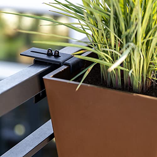 Image of Veradek Pure Series Railing Planter - Tapered Window Box with Bracket