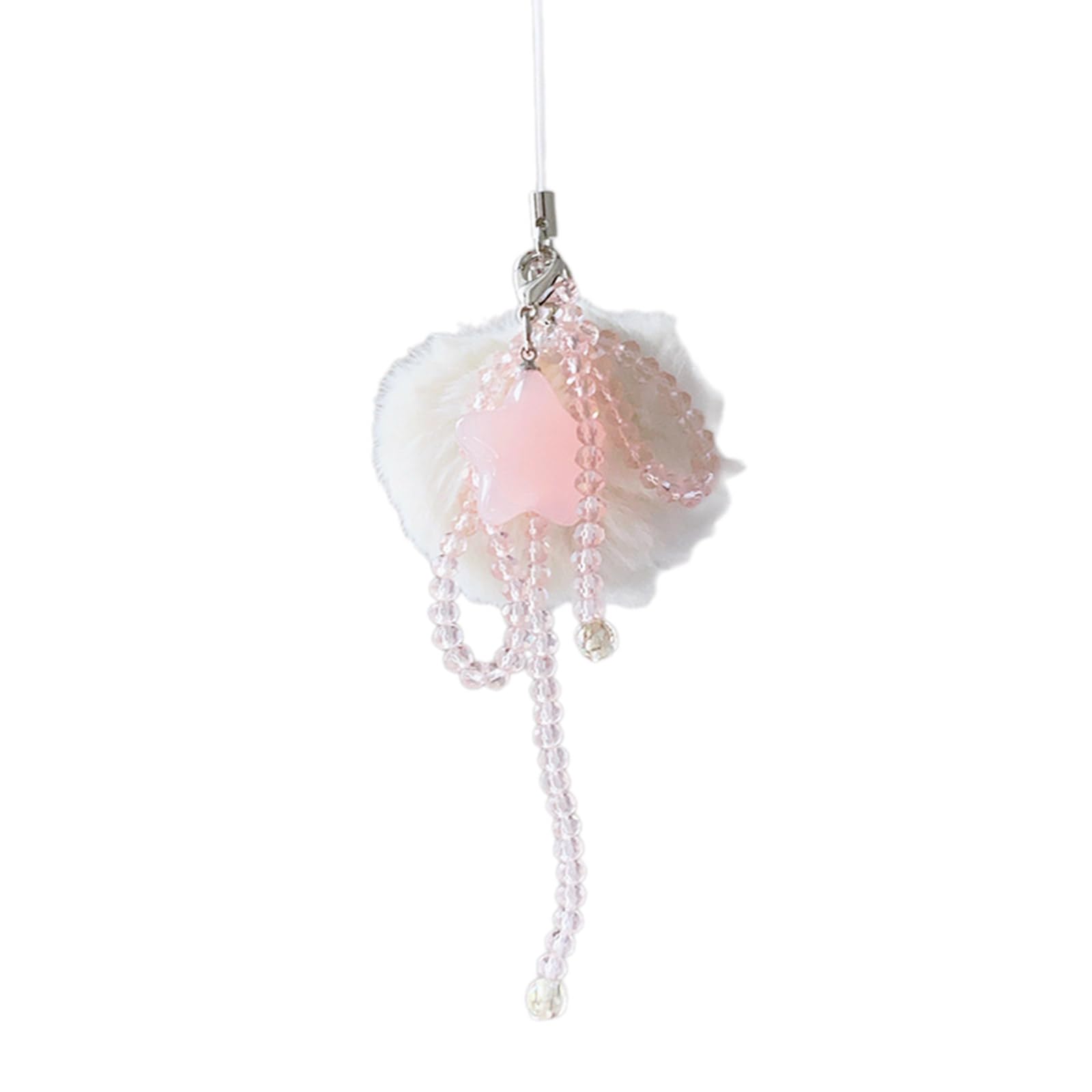 NEWFT Sweet Plush Ball Heart Star Phone Charm Strap Car Hangings Pendants Fashion Bag Decoration Lanyard Purse Accessory