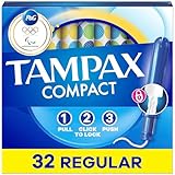 Tampax Pocket Pearl Compact Plastic Regular Absorbency Tampons, Unscented, 36 Count