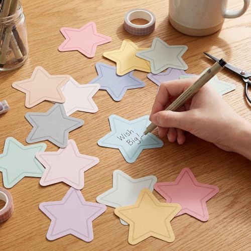 Geyee 108 Pcs Star Cutouts Paper 3.5 Inch Boho Classroom Decor Bulletin Board Stars Assorted Pastel Colors Die Cut for Teachers DIY Craft Projects Office School Chalkboard Wall Decor — view 3