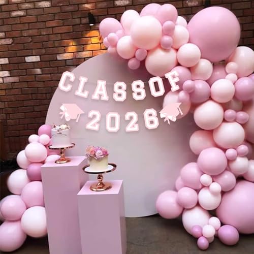 Image of Class of 2026 Graduation Banner University College Grad Garlands Decoration Party Supplies High School Colors Pink