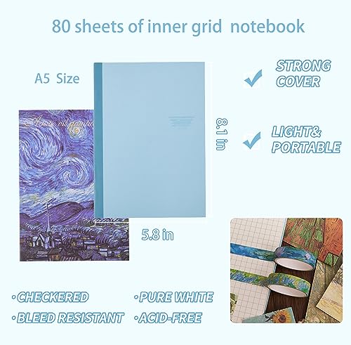 Image of Scrapbooking Supplies Kit Plus 480Pcs, Vintage Van Gogh Oil Painting Aesthetic Scrapbook Kit for Bullet Junk Journal, DIY Journaling Supplies, Stationery, A5 Grid Notebook, Craft Gift Kid Girl