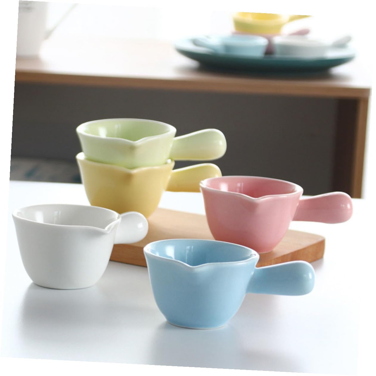 Gatuida 5pièces Pot à Lait Céramique avec Anse Tasse de Conservation pour Restaurant Pichet à Café ou Doseur de Sirop pour Maison Réceptions