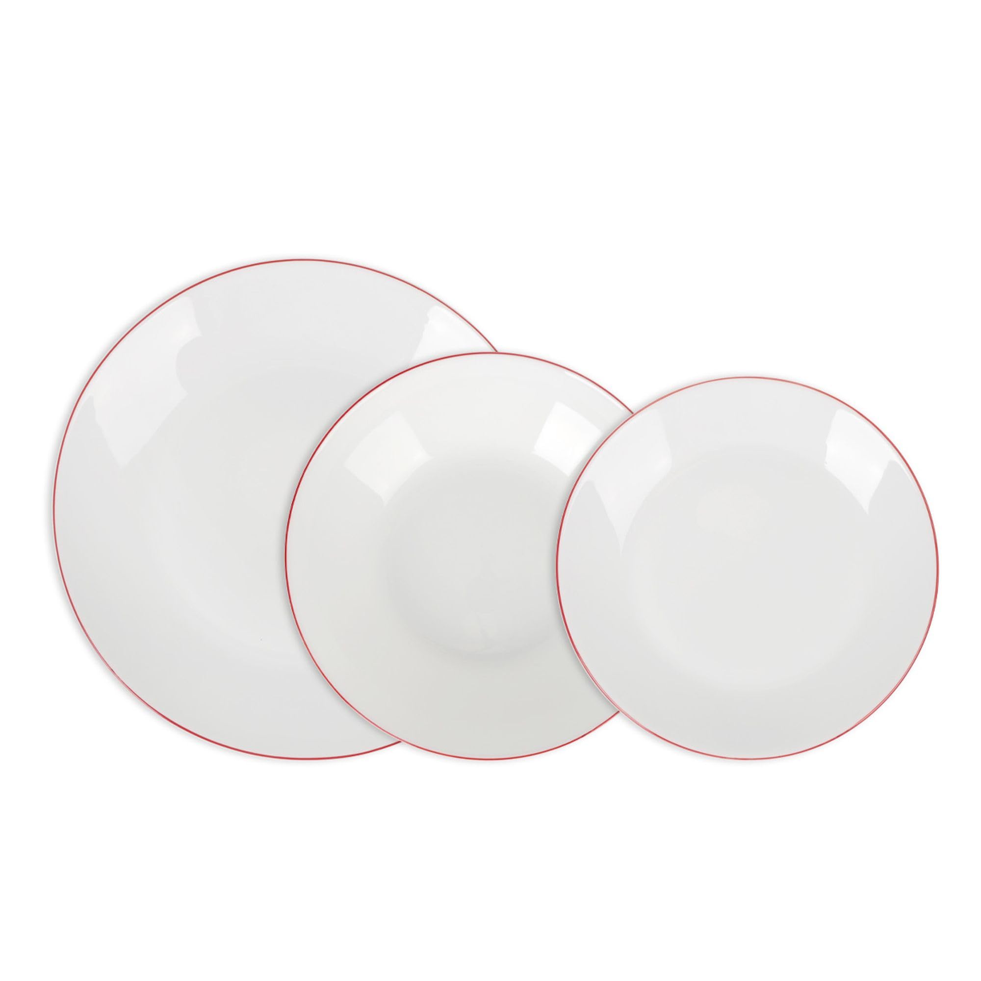 SANTA CLARA | Vajilla Completa 12 Piezas Vidrio Opal para 4 Personas, Apta Microondas y Lavavajillas, Vajilla Amalfi Roja Decorada para Hogar y Cocina — view 5