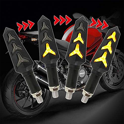 SKUNTUGUANG 4PCS Motorcycle Indicator Light Flowing Turn Signal Light Super Bright LED Brake Light Daytime Running Light 12V Suitable for Most of 10mm Hole and 12V Motorcycle