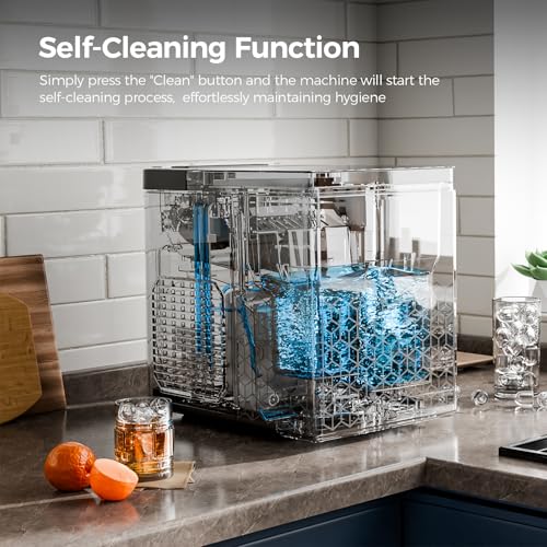 Image of Electactic Countertop Ice Maker, 26Lbs /Day, Compact Small Ice Maker with Auto-Cleaning,Perfect for RV /Home /Kitchen, Deep Black