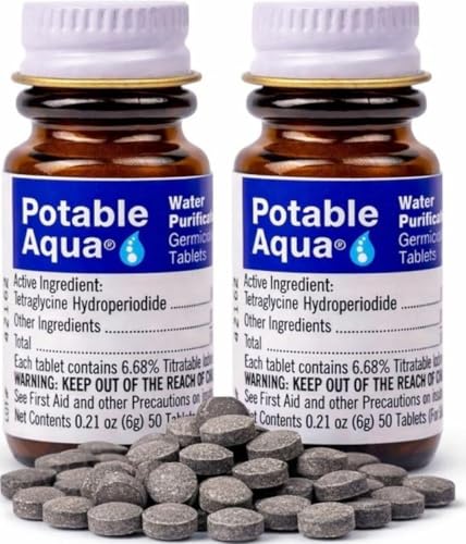 Potable Aqua Water Purification Tablets, Portable and Effective Water Purification Solution for...
