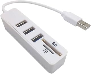 TUAWELL 2.0 Port/USB-Charging Port/SD/TF Card Reader multiport Adapter 5 in 1 USB 2.0 Splitter high Speed Laptop Extender HUB White Portable 3 pin Multifunction hub USB Type-C Charging Port (White)