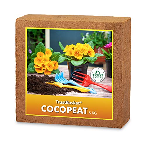 TrustBasket Cocopeat 5 kg Block | Expands Upto 75 litres of Powder| Hydroponic Plants, Kitchen Gardening and Terrace Gardening, Indoor Plants and Outdoor Plants