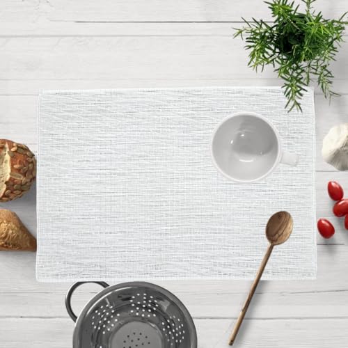 Image of YELONA Placemats for Dining Table - Heat Resistant, Non-Slip & Washable PVC Vinyl Table Mats - Set of 4, 45 x 30 cm (Vanilla White)