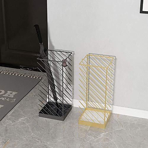 Porte-Parapluie Maille Métallique Noire avec Base Marbre Chic - 8
