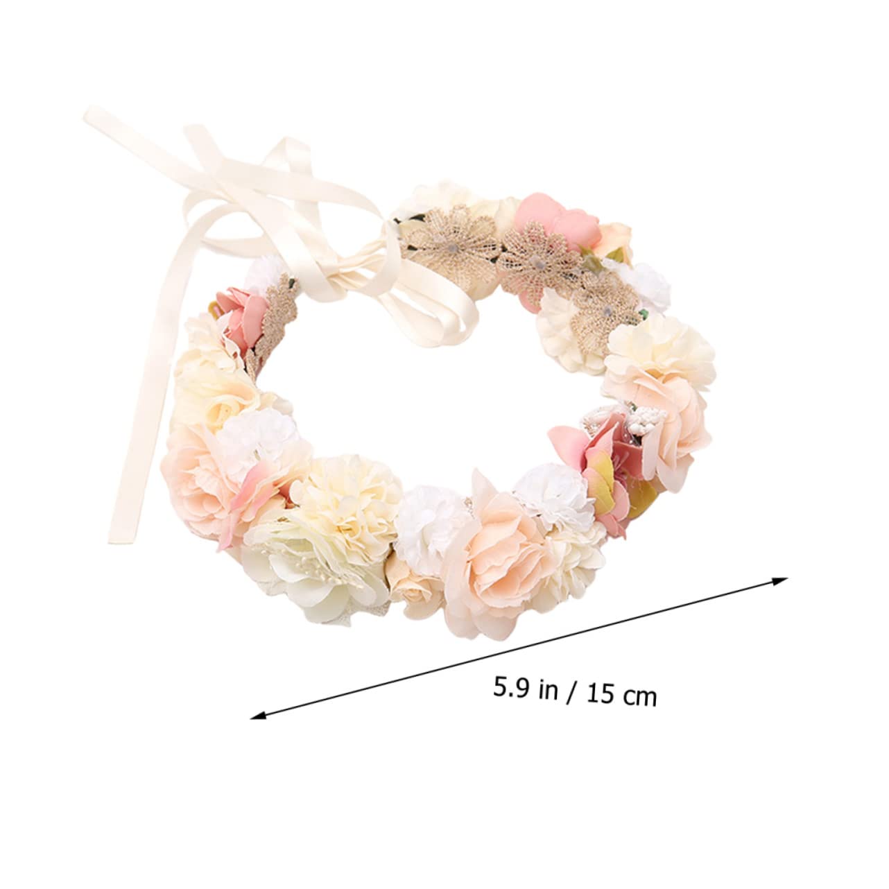 5 Pz Diadema di ghirlanda di fiori di seta nastri per per ragazze fasce per la testa ragazza dei fiori hallowen hair charms fascia floreale copricapo floreale tessuto rosa