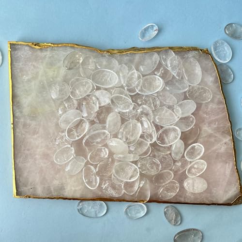 Image of Tumbled Stones, Natural Crystal Healing Stones, Home Office Decor, Aquarium Decorative Pebbles, Vase Fillers (Clear Crystal Flat, 200)