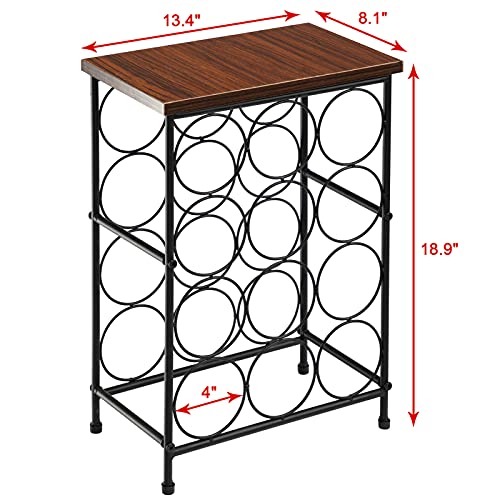 Paranta 12 Bottles Wine Rack Free Standing Storage Organizer Display Rack, Vintage Wine Glass Holder, Freestanding Wine Rack Table Bar, Wine Cabinet For Kitchen Black #TOP2