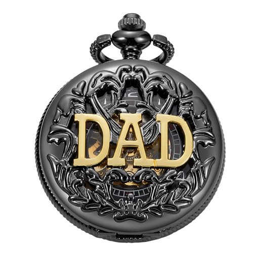 Whodoit engraved mechanical pocket watch for dad