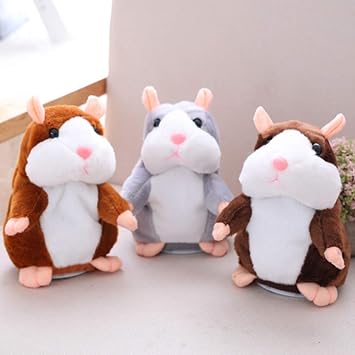 Eocolz Talking Hamster Repeats What You Say Mimicry Pet Plush Buddy Electronic Mouse Interactive Toy Funny Kids Stuffed Toys Children Early Learning for Girl and Boy Gift (Brown)