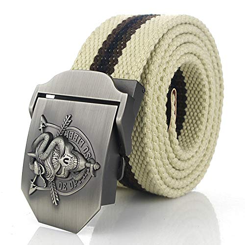 LLZGPZPD Cinturón De Lona Cinturón De Lona para Hombre Cráneo Serpiente De Metal con Hebilla De Cinturón Militar Cinturón Táctico De Ejército para Hombre Cinturón De Hombre De Primera Calidad V Cover