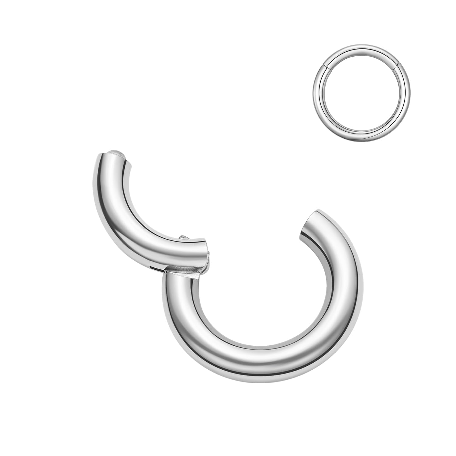 MissNity G23 Titanium Hinged Nose Hoop Rings, 20G 18G 16G 14G 12G 10G 8G 6G 4G 2G Clicker Hoops for Septum and Cartilage Earrings Piercing Jewelry