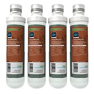 Aquatic Life Twist-in Mixed-Bed Color Changing Deionization Resin Filter Cartridge for Reverse Osmosis Deionization System RO/RODI Units, 4-Pack