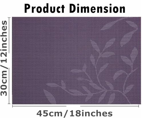 Image of GDNK Washable PVC Heat Resistant Colorful Place Mats for Kitchen Dining Table Mates Washable Heat-Resistant for Dining Table (4 Pack) (Purple)