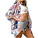 Produktbild Damen Strandkleid Bikini Cover Up Strandponcho Sommer Bademode Strand Vertuschen Shirt Damen Florale Beach Cardigan Frauen drucken Chiffon Pareo Leichte Boho Strand Jacke Gedruckt Sonnenschutz