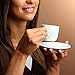 Bruntmor Porcelain Cappuccino Cups with Saucers - 4 Ounce for Specialty Coffee Drinks, Latte, Cafe Mocha and Tea - Set of 4, White